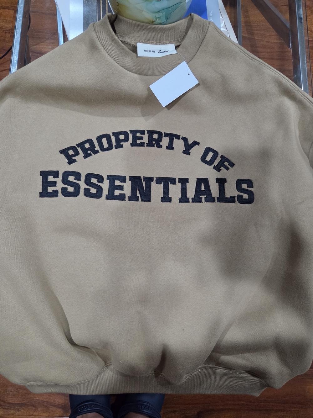 ESSENTIALS Men's 'Property of Essentials' Crewneck Sweater - Tan/ Brand New